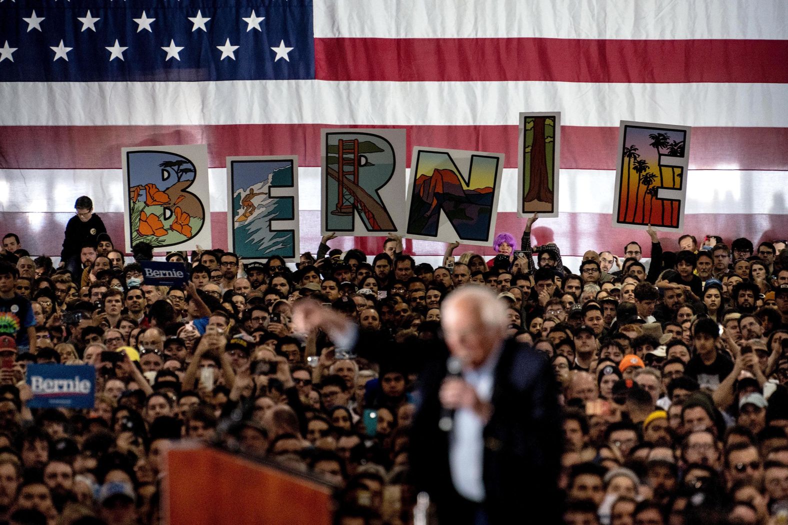 Sanders speaks at a campaign rally in San Jose, California, on Sunday.