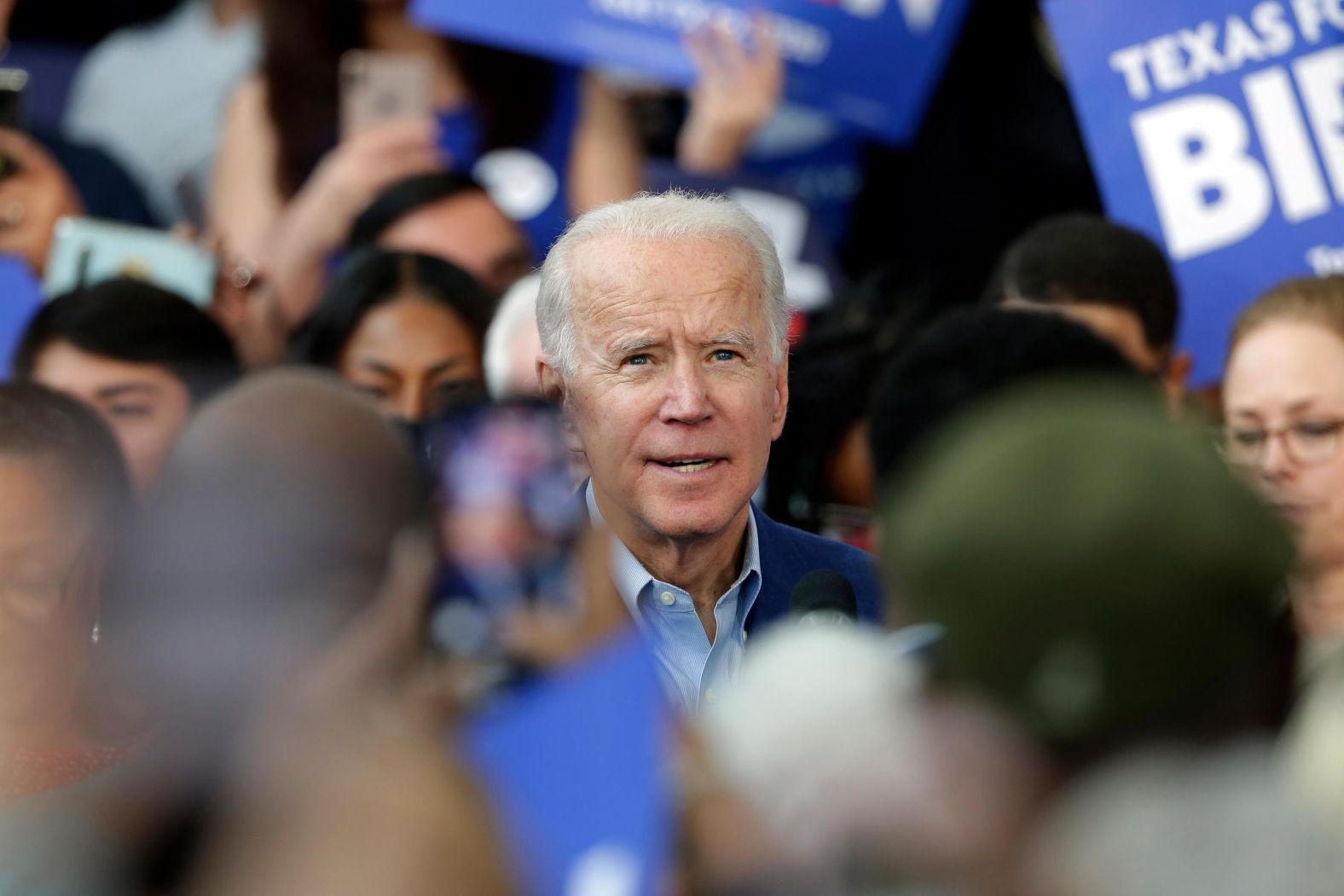 Biden attends a campaign rally in Houston on Monday.