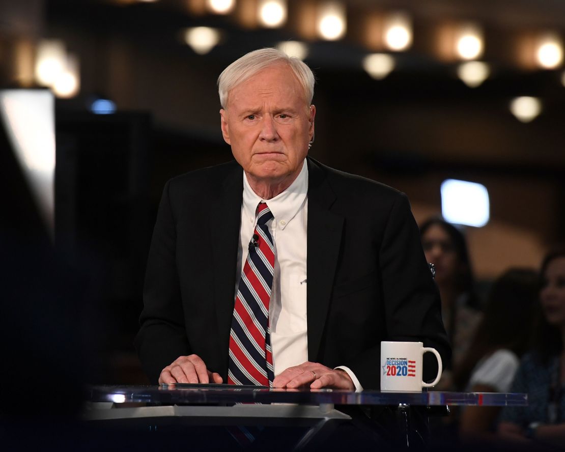 Chris Matthews in the spin room during the Democratic Party presidential debates in June 2019 in Miami.