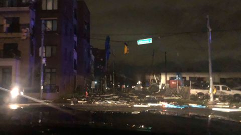 Debris littered the streets of Nashville following the tornado.