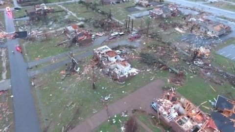 Aerial footage shows home damage in the Nashville suburb of Mt. Juliet.