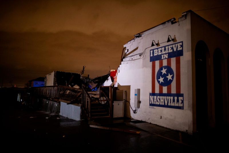 An iconic mural is still standing after a tornado ripped through a