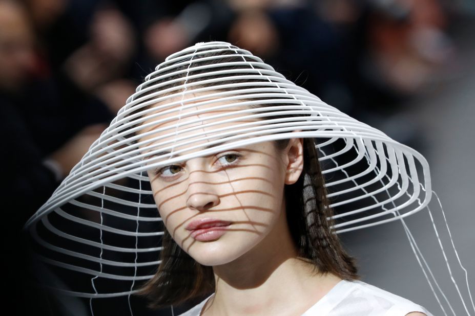 A finely woven hat at Issey Miyake Autumn-Winter 2020-21
