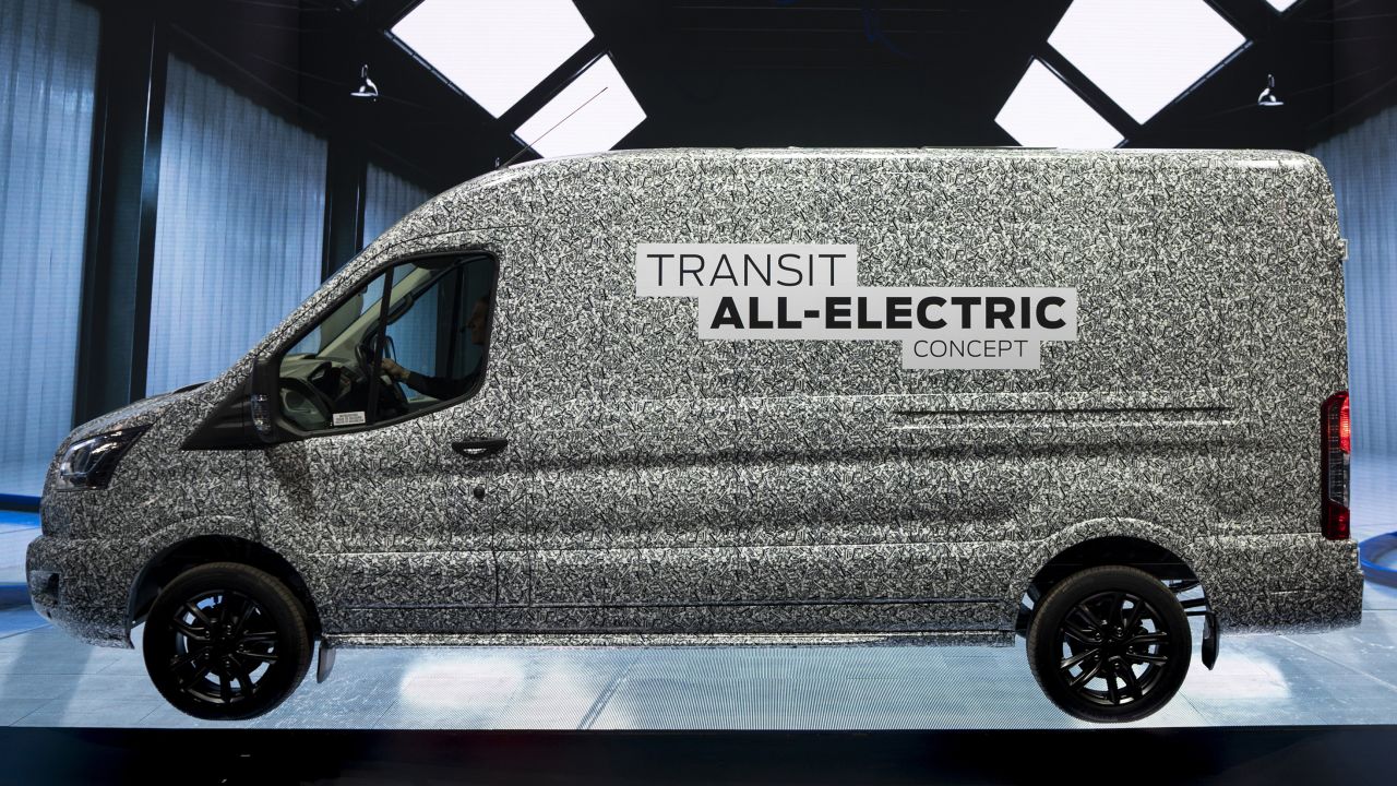 Ford showed a concept version of the electric Transit van at an event in Amsterdam last April.