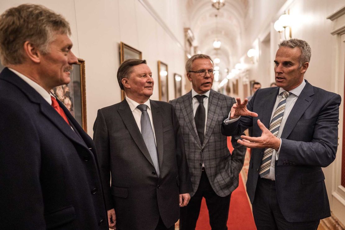 Pugh (right) met with President Putin's team alongside Fetisov (second right) earlier this year.