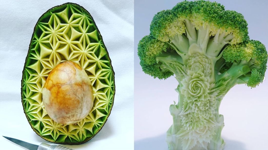 <strong>Edible art: </strong>Chef by day and food carving Instagrammer by night, Takehiro Kishimoto practices mukimono -- the Japanese art of carving decorative garnishing -- as well as Thai carving. 