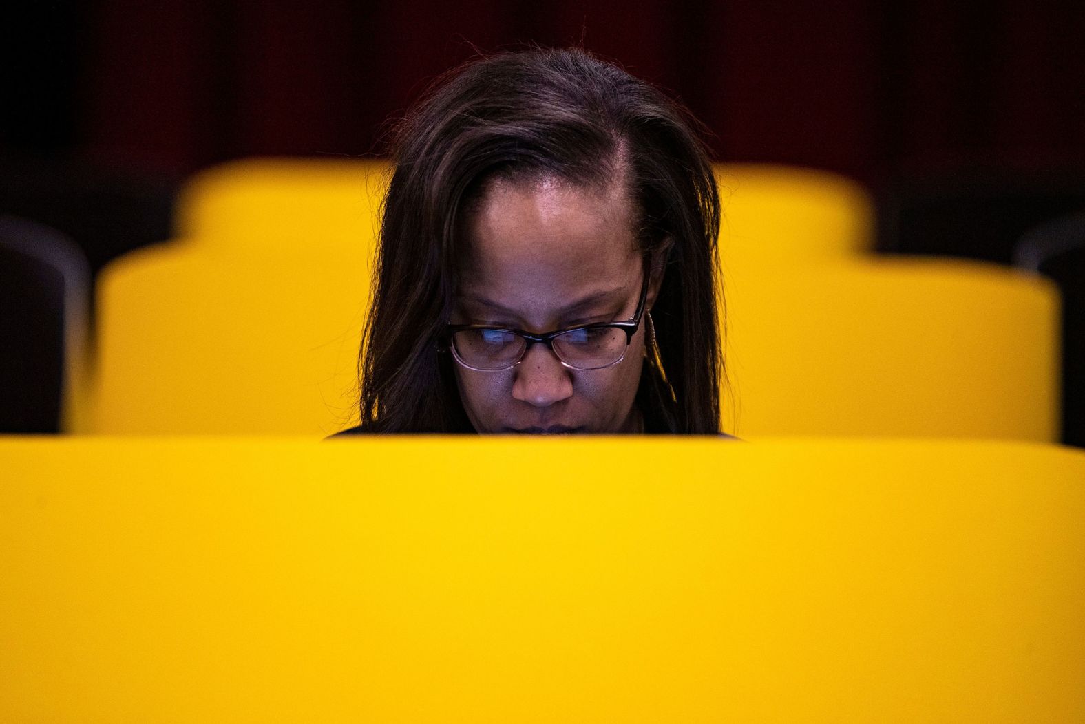 A voter casts her ballot in Los Angeles.