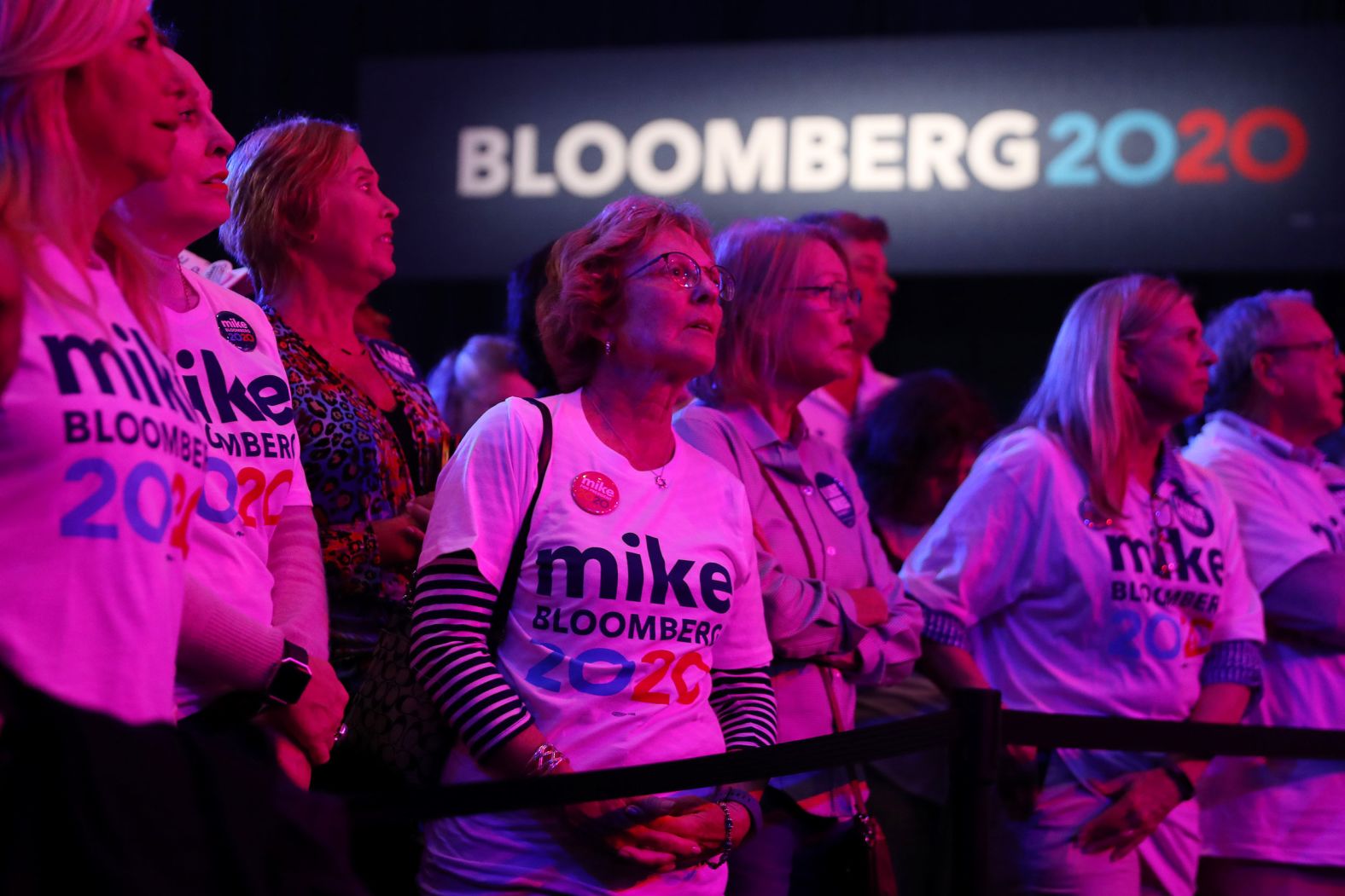 Bloomberg supporters attend his Super Tuesday event in West Palm Beach, Florida.