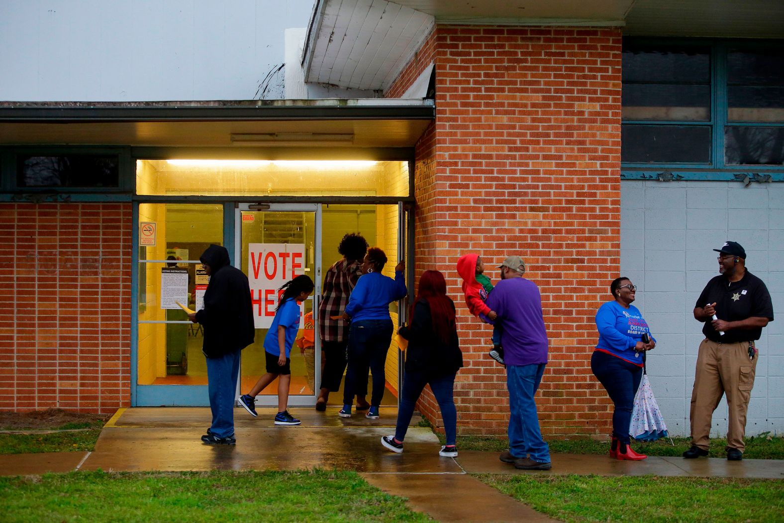 Voters enter a polling station in Camden, Alabama.