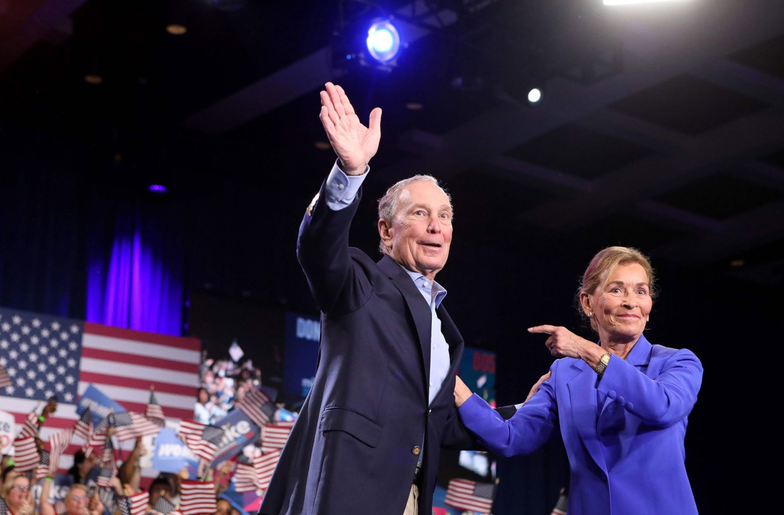 Judy Sheindlin, the television personality better known as "Judge Judy," introduces presidential candidate Michael Bloomberg at his Super Tuesday rally in West Palm Beach, Florida. "As the results come in, here is what is clear," <a href="index.php?page=&url=https%3A%2F%2Fwww.cnn.com%2Fpolitics%2Flive-news%2Fsuper-tuesday-results-2020%2Fh_7f268c787c0d73afa5e2d34d77222d78" target="_blank">Bloomberg said in his speech.</a> "No matter how many delegates we win tonight, we have done something no one else thought was possible."