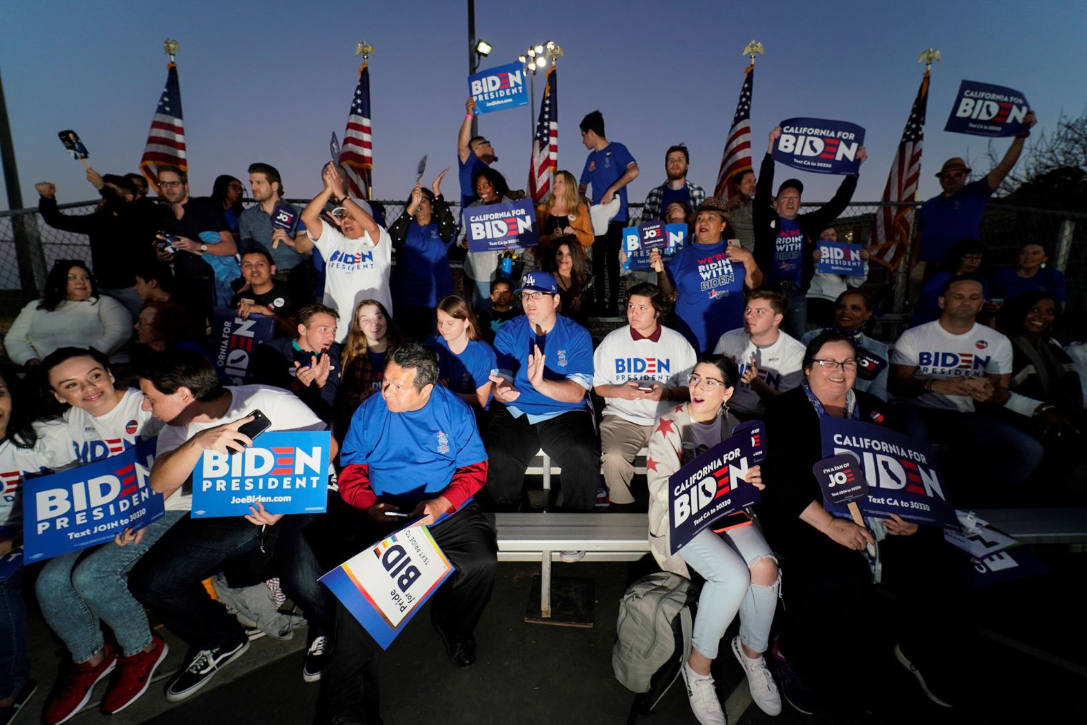 Biden supporters attend his Super Tuesday rally in Los Angeles.