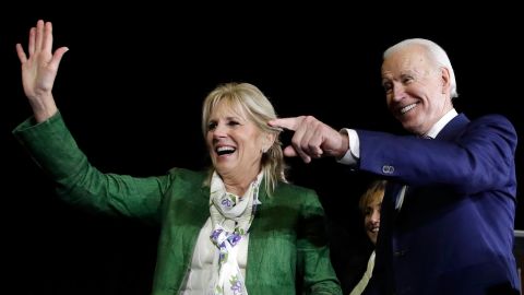 Biden, right, and his wife Jill attend a primary election night rally Tuesday, March 3, 2020, in Los Angeles.