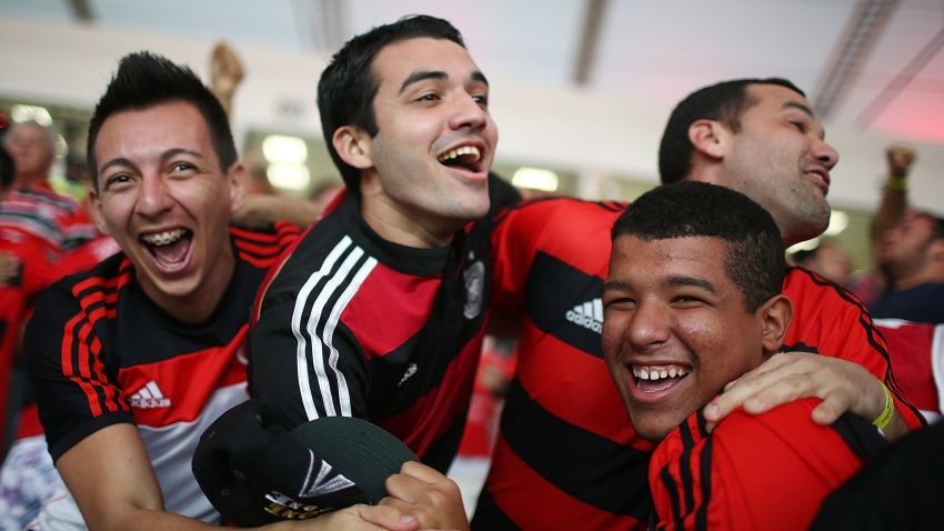 RIO DE JANEIRO, BRAZIL - MAY 04:  Flamengo supporters cheer during a match between Flamengo and Palmeiras as part of Brasileirao Series A 2014 at Maracana Stadium on May 04, 2014 in Rio de Janeiro, Brazil. The legendary stadium was constructed in the heart of Rio de Janeiro ahead of the 1950 FIFA World Cup and at one point seated at least 183,000 people. Considered the temple of Brazilian soccer, where legend Pele scored his 1,000th goal, the stadium received a $600-million makeover for the 2014 FIFA World Cup and will host the final match of the World Cup which starts June 12.  (Photo by Mario Tama/Getty Images)