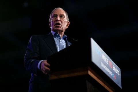 Bloomberg speaks during his Super Tuesday rally in West Palm Beach, Florida, in March 2020.