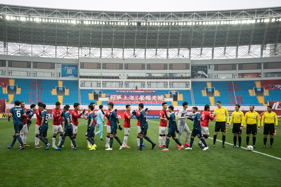 <strong>Yuanshen Sports Centre Stadium:</strong> In Shanghai, a recent soccer match took place in an empty stadium.