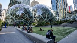 Seattle, Washington, USA - Oct 14, 2019: The Amazon Spheres at Amazon Headquarters campus in Seattle.