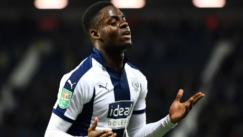 Leko celebrates after scoring against Mansfield Town in the Carabao Cup for West Brom.