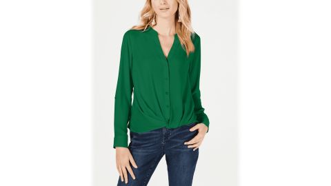 INC Twist-Front Button-Up Top, Created for Macy's