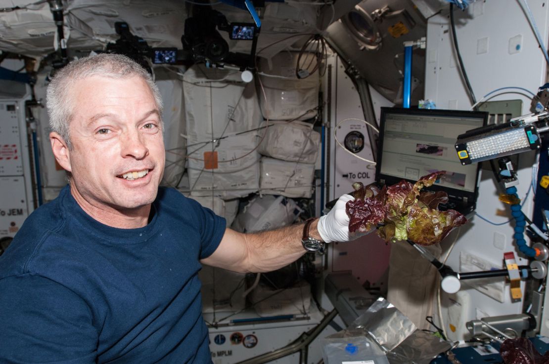 Astronaut Steve Swanson harvested some of the first crop in June 2014. It was frozen and sent back to Earth for testing.