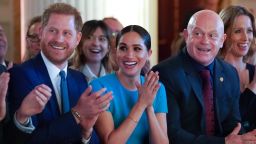 LONDON, ENGLAND - MARCH 05: Prince Harry, Duke of Sussex and Meghan, Duchess of Sussex sitting next to Ross Kemp cheer on a wedding proposal as they attend the annual Endeavour Fund Awards at Mansion House on March 5, 2020 in London, England. Their Royal Highnesses will celebrate the achievements of wounded, injured and sick servicemen and women who have taken part in remarkable sporting and adventure challenges over the last year. (Photo by Paul Edwards - WPA Pool/Getty Images)