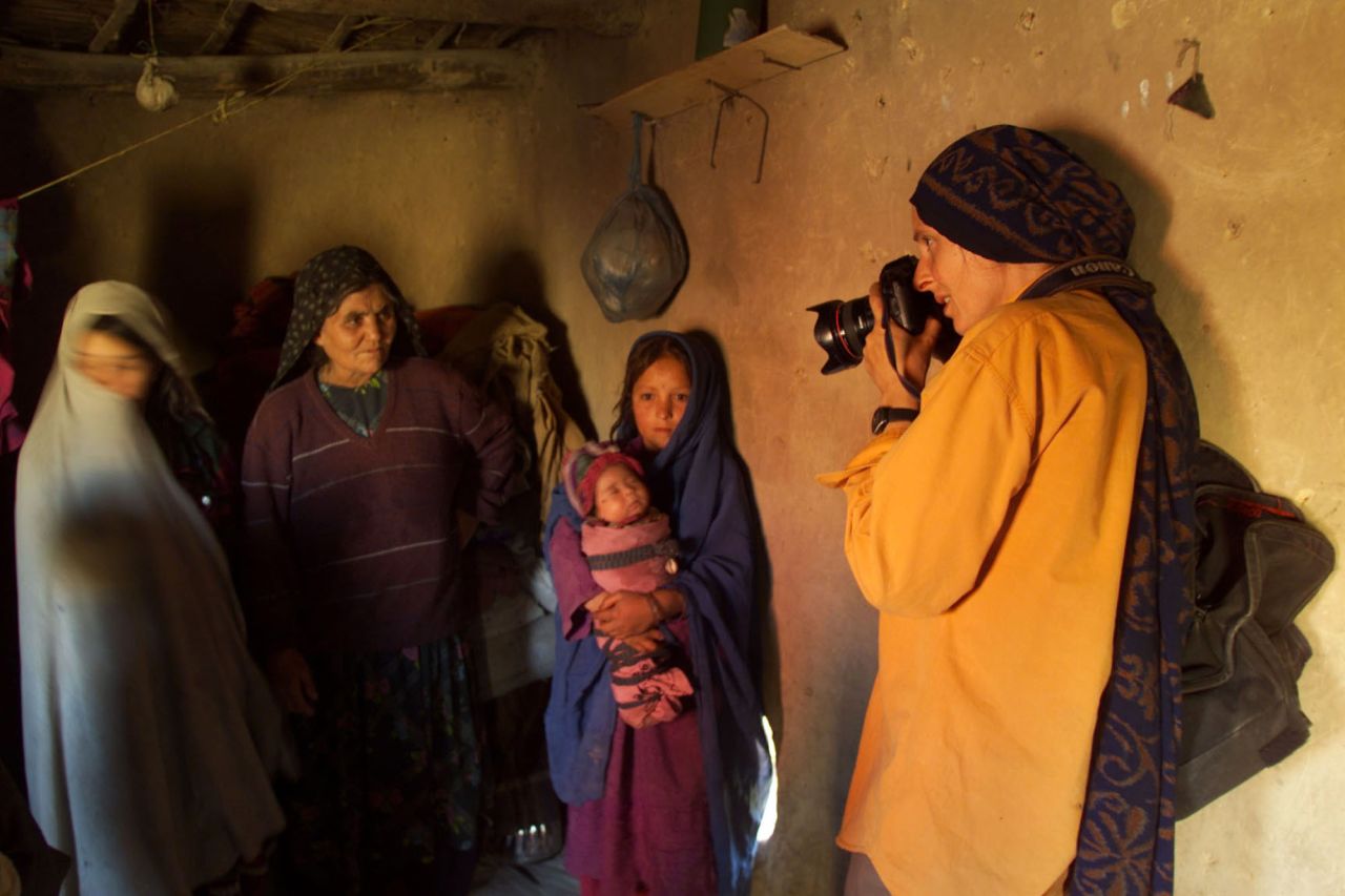 Alexandra Boulat takes photos of Afghan refugees in Pakistan in 2001. The French photojournalist co-founded the VII Photo Agency, and her work appeared in magazines such as National Geographic, Newsweek and Time. Among the stories she covered were the Balkan crisis, the invasion of Iraq and child trafficking in Romania.