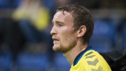 BRONDBY,DENMARK - MAY 8:  Thomas Kahlenberg of Brondby IF in action during the Danish Superliga match between
Brondby IF and FC Midtjylland at the Brondby Stadium on May 08, 2014 in Brondby,Denmark. (Photo by Sara Strandlund/EuroFootball/Getty Images)