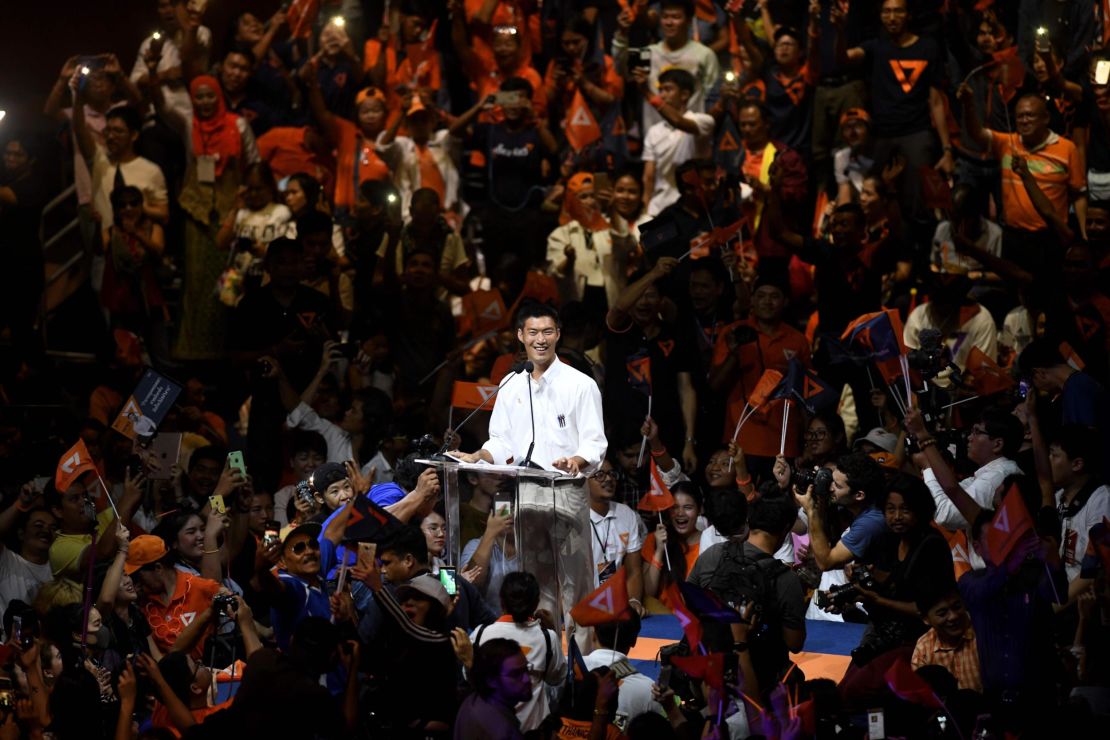 Future Forward Party leader Thanathorn Juangroongruangkit during his party's final major campaign rally in Bangkok on March 22, 2019.