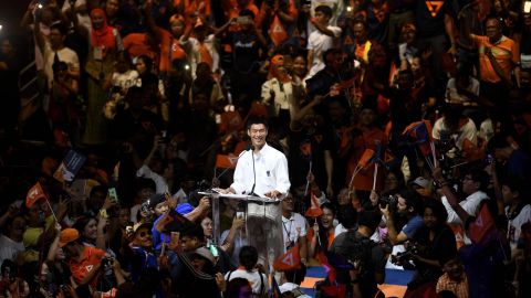 Future Forward Party leader Thanathorn Juangroongruangkit during his party's final major campaign rally in Bangkok on March 22, 2019.