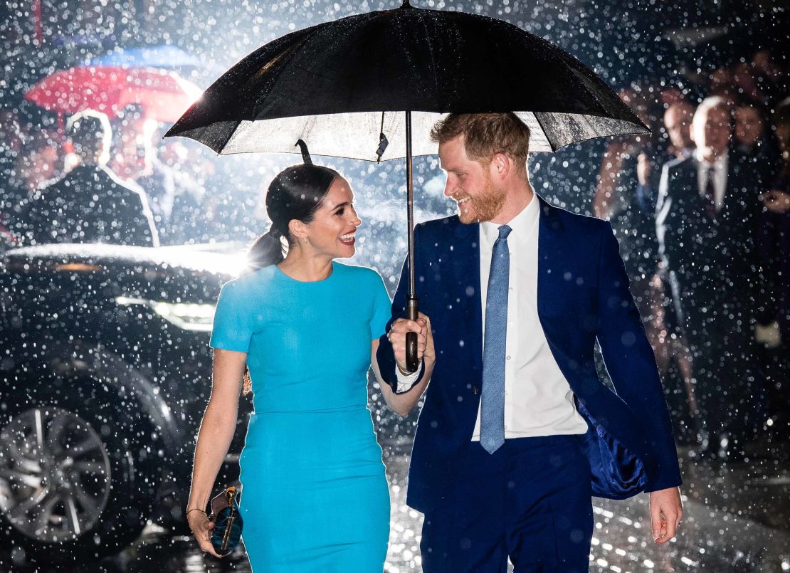Harry and Meghan arrive at the event on Thursday.