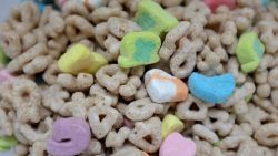 MIAMI, FL - SEPTEMBER 23:  In this photo illustration, the General Mills cereal Lucky Charms is seen on September 23, 2014 in Miami, Florida. During a share holders meeting tomorrow, General Mills investors are being given the opportunity to vote on whether the company should remove genetically modified organisms from its products.  (Photo Illustration by Joe Raedle/Getty Images)