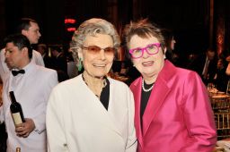 Walter, left, poses with tennis legend Billie Jean King.