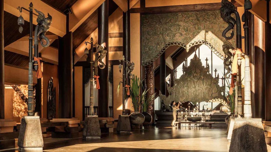 Anantara Golden Triangle Elephant Camp & Resort's stunning lobby.