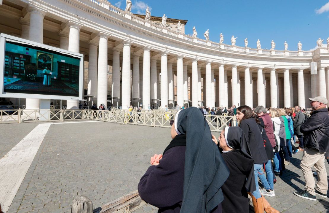 The Pope's prayer was livestreamed in St. Peter's Square.