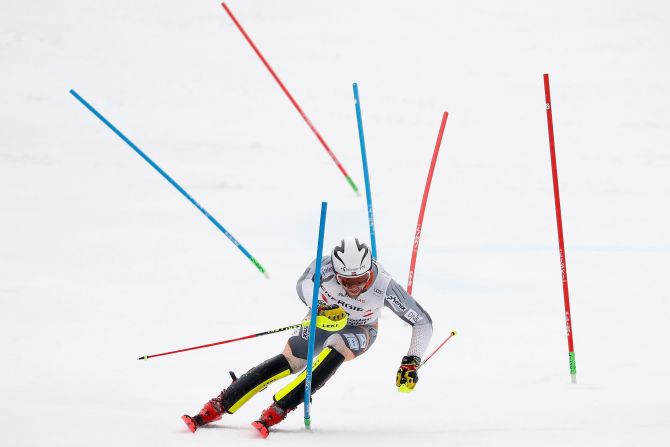 Aleksander Aamodt Kilde of Norway competes during the Audi FIS Alpine Ski World Cup Men's Alpine Combined on March 1 in Hinterstoder, Austria.