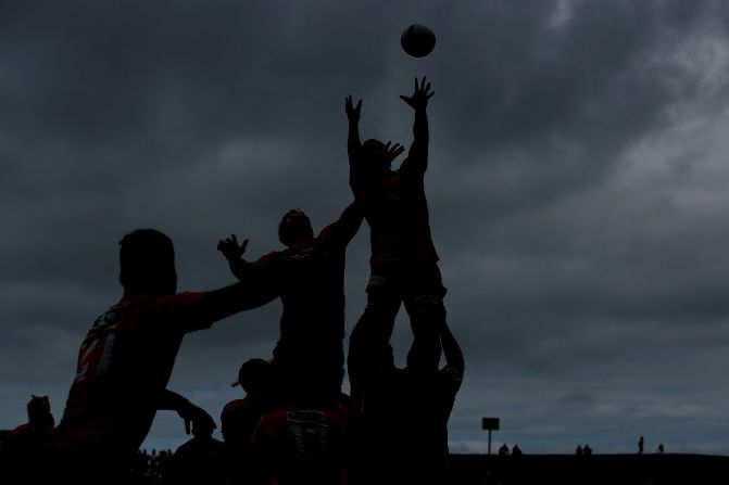 Players compete for the ball in a lineout during the round six Super Rugby match between the Sunwolves and the Brumbies on March 6 in Wollongong, Australia.