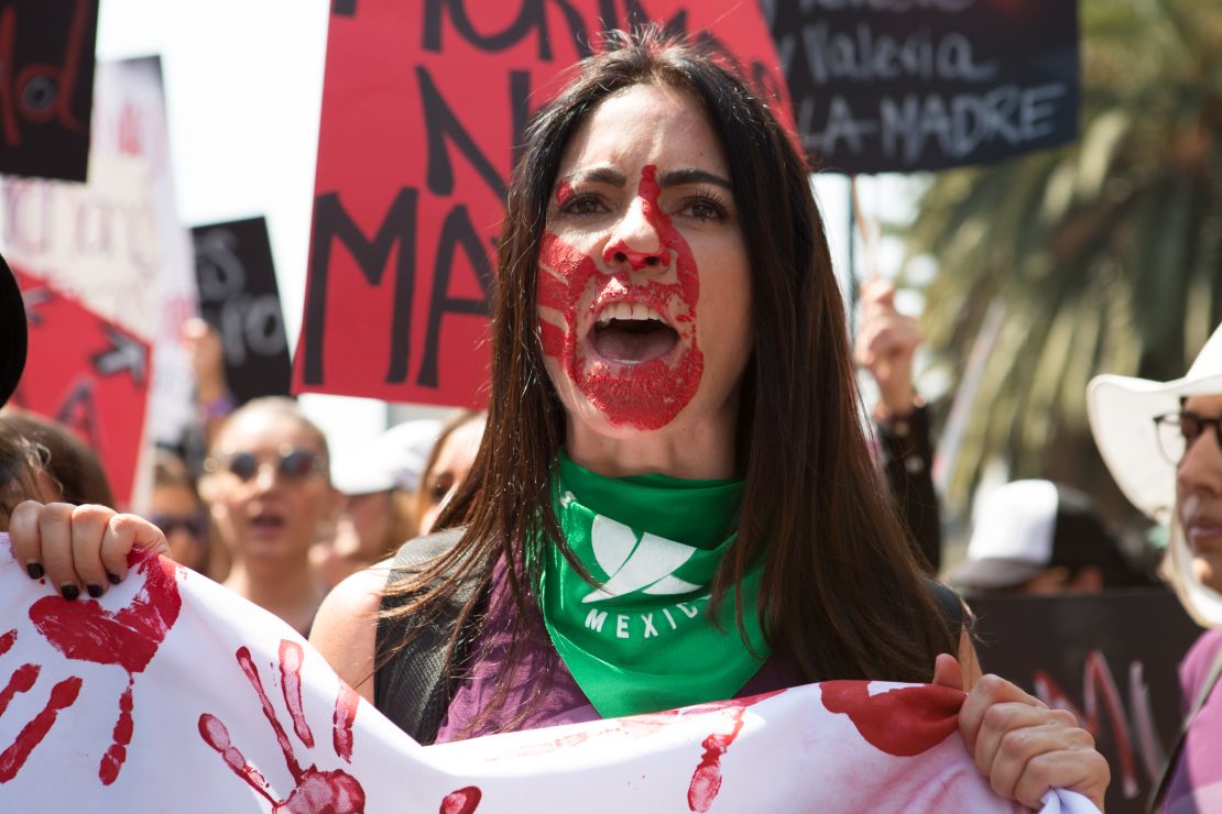 A demonstrator during a rally on International Women's Day in Mexico City on Sunday, March 8, 2020. 