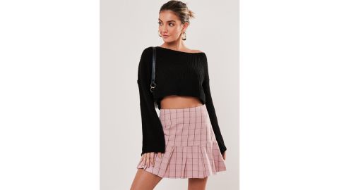 Missguided Pink Plaid Mini Skirt 