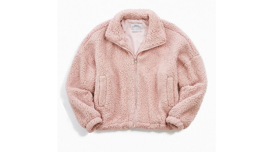 UO Willow Fuzzy Drawstring Teddy Jacket