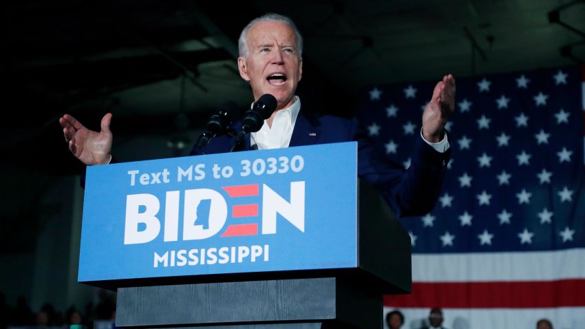 Democratic presidential candidate and former Vice President Joe Biden speaks at Tougaloo College in Tougaloo, Miss., Sunday, March 8, 2020.