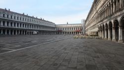 A completely empty San Marco Square is seen on March 9, 2020 in Venice, Italy. Prime Minister Giuseppe Conte announced a "national emergency" due to the coronavirus outbreak and imposed quarantines on the Lombardy and Veneto regions, which contain roughly a quarter of the country's population. Italy has the highest number of cases and fatalities in Europe. 
The movements in and out are allowed only for work reasons, health reasons proven by a medical certificate.The justifications for the movements needs to be certified with a self-declaration by filling in forms provided by the police forces in charge of the checks.
(Photo by Marco Di Lauro/Getty Images)