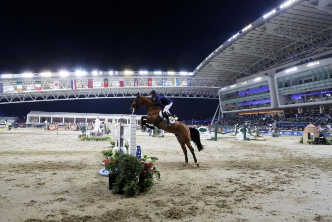 Germany's Daniel Deusser rode Killer Queen VDM to victory in a seven-way jump off for the 2020 Longines Global Champions Tour season opener at Al Shaqab.