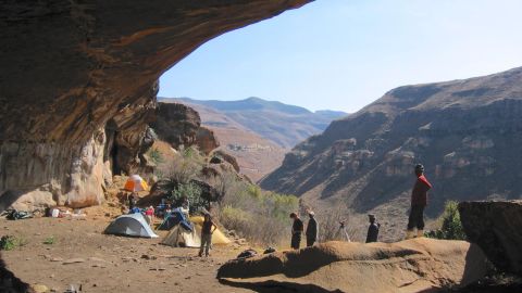 Archeologists work at rock shelters at Sehonghong and Melikane in southern Africa to uncover beads and the evidence of their origin.