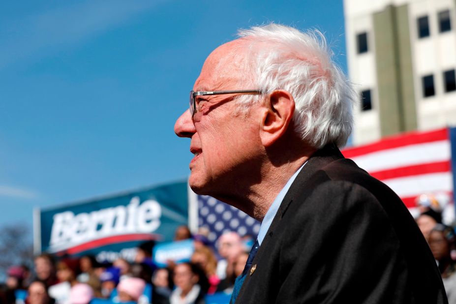 Sanders addresses supporters during a campaign rally in Grand Rapids, Michigan, in March 2020.