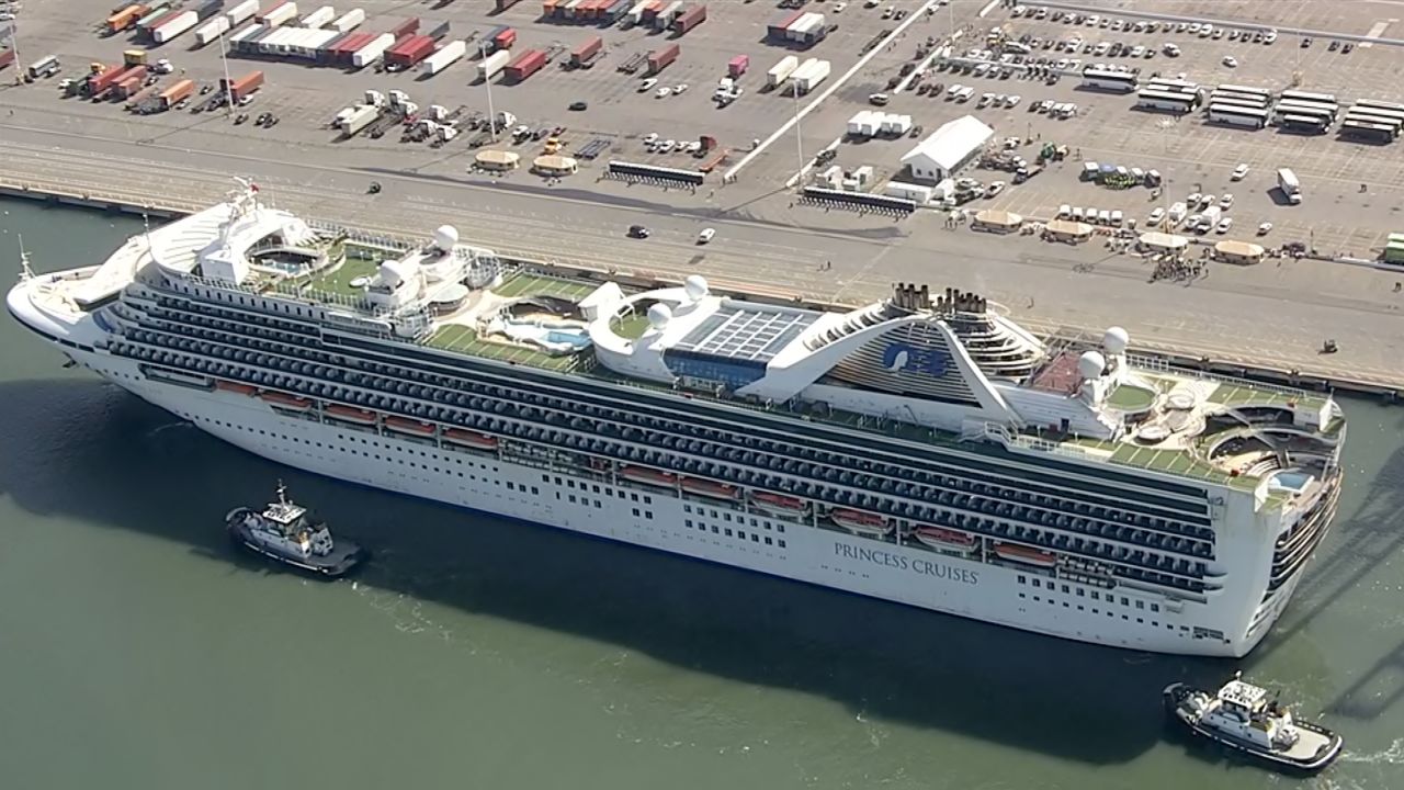 The Grand Princess off the California coast in March.