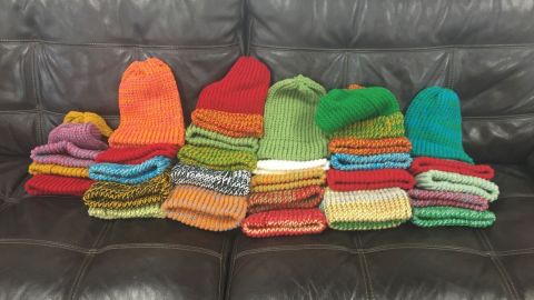 People have donated warm hats, food, blankets and more for the homeless who park at Kiplin's Auto.