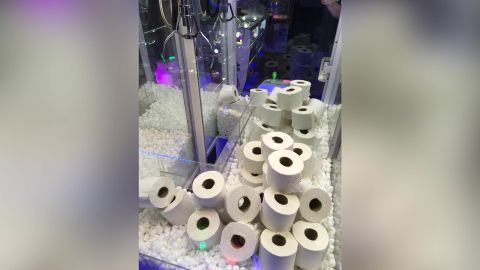 65 cents buys three chances to win toilet paper.
