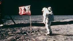 Aldrin is shown standing beside the United States flag. Apollo 11, the first manned lunar landing mission, was launched on 16th July 1969 with astronauts Neil Armstrong, Edwin "Buzz" Aldrin and Michael Collins on board, and Armstrong and Aldrin became the first and second men to walk on the Moon on 20th July 1969. Collins, the Command Module pilot, remained in lunar orbit while Armstrong and Aldrin were on the surface.  (Photo by SSPL/Getty Images)