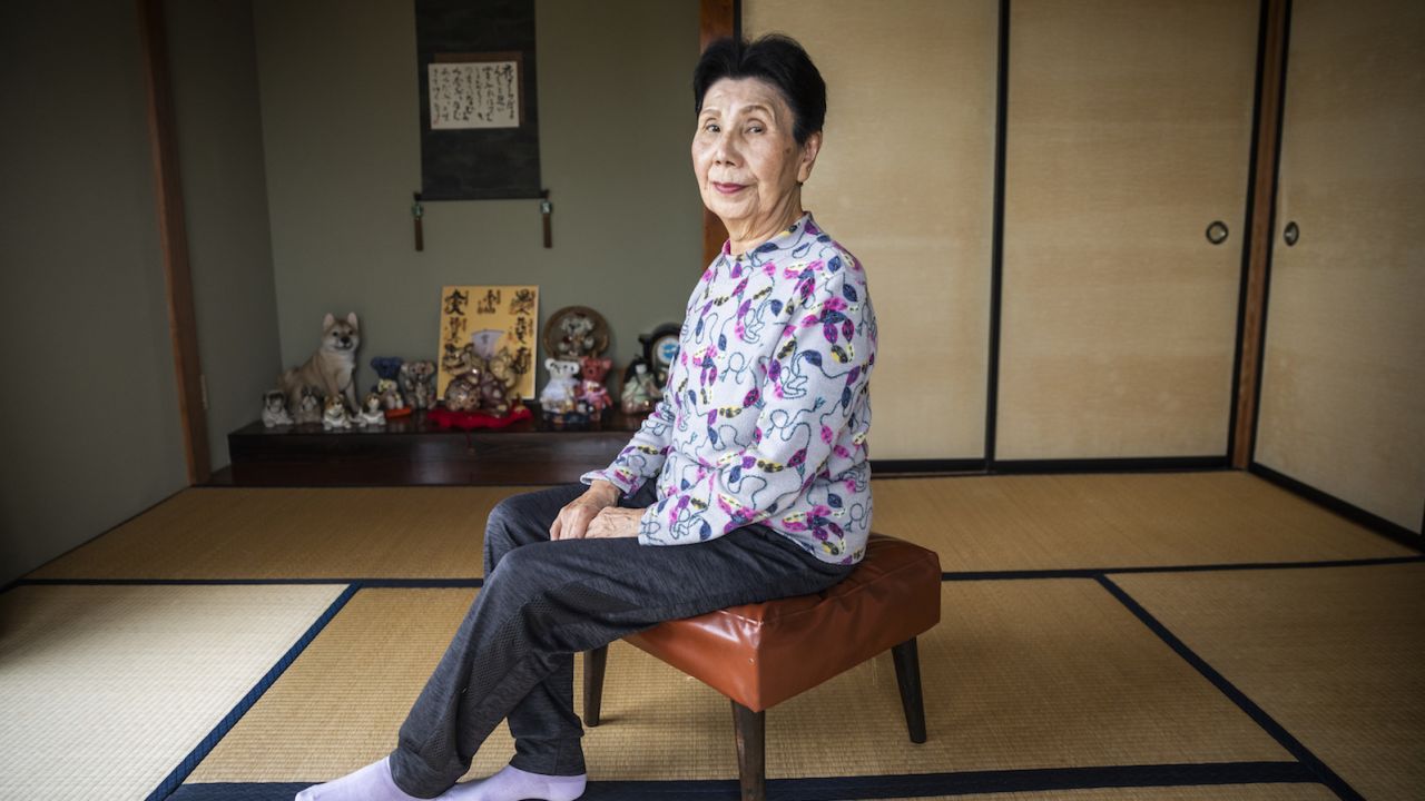 Hideko Hakamada sits in her home in Hamamatsu, Shizuoka, Japan on Monday Dec. 2, 2019. Hakamada worked for years fo are her brother Iwao prisons. 