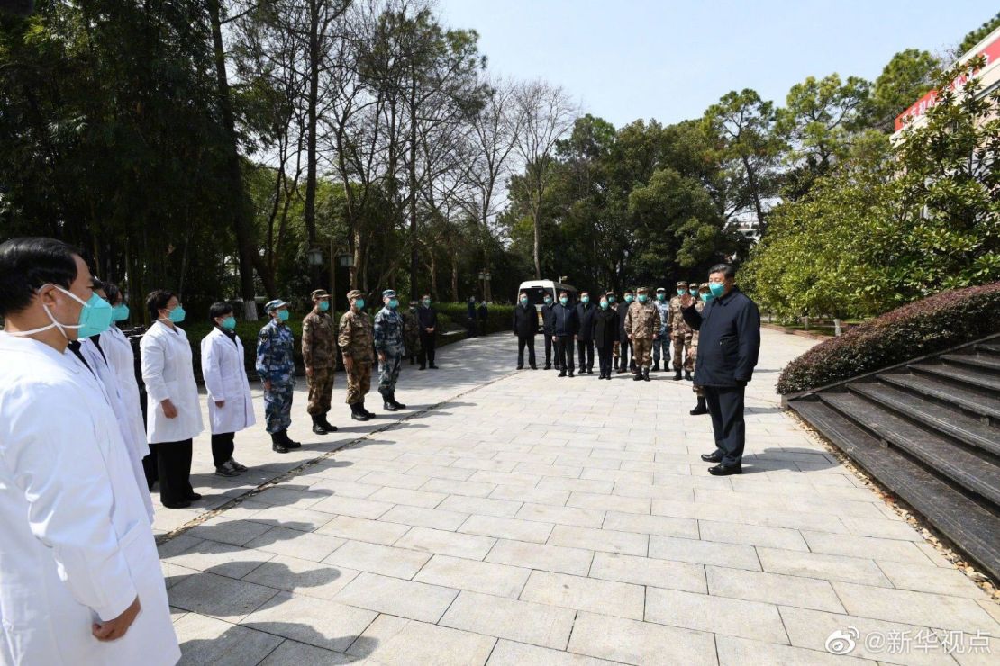 Chinese President Xi Jinping visited Huoshenshan Hospital and other medical facilities in Wuhan, according to state media.