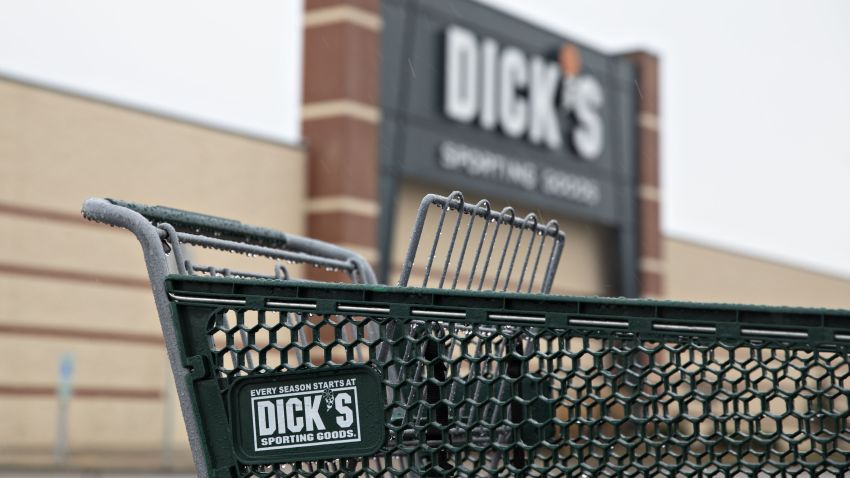 A shopping carts sits outside of a Dicks Sporting Goods Inc. store in Moline, Illinois, U.S., on Monday, March 9, 2020. Dicks Sporting Goods is scheduled to release earnings figures on March 10. Photographer: Daniel Acker/Bloomberg via Getty Images